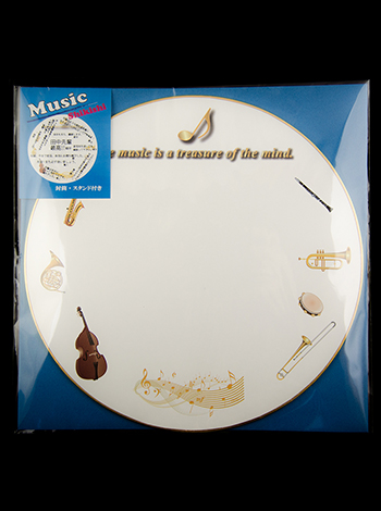 丸型色紙　音楽　楽器　　封筒/ｽﾀﾝﾄﾞ付