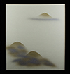 色紙　山にかすみ