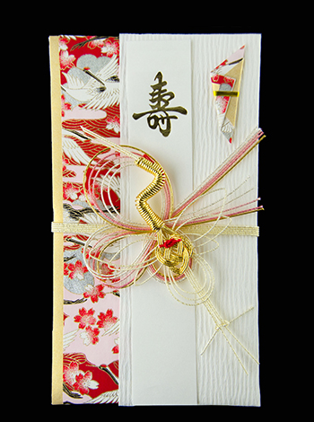 飾金封　鶴の舞　金鶴　赤 表紙