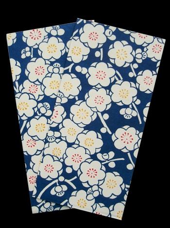 京都 友禅和紙 ポチ袋（大） 梅花 青 ２枚入り 表紙